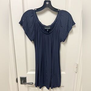 Navy Cynthia Rowley Flutter Sleeve Top